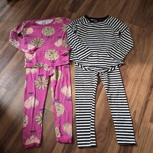 Set of 2 long sleeve & pants 4T girls winter pajamas Stripes Cookies VGUC